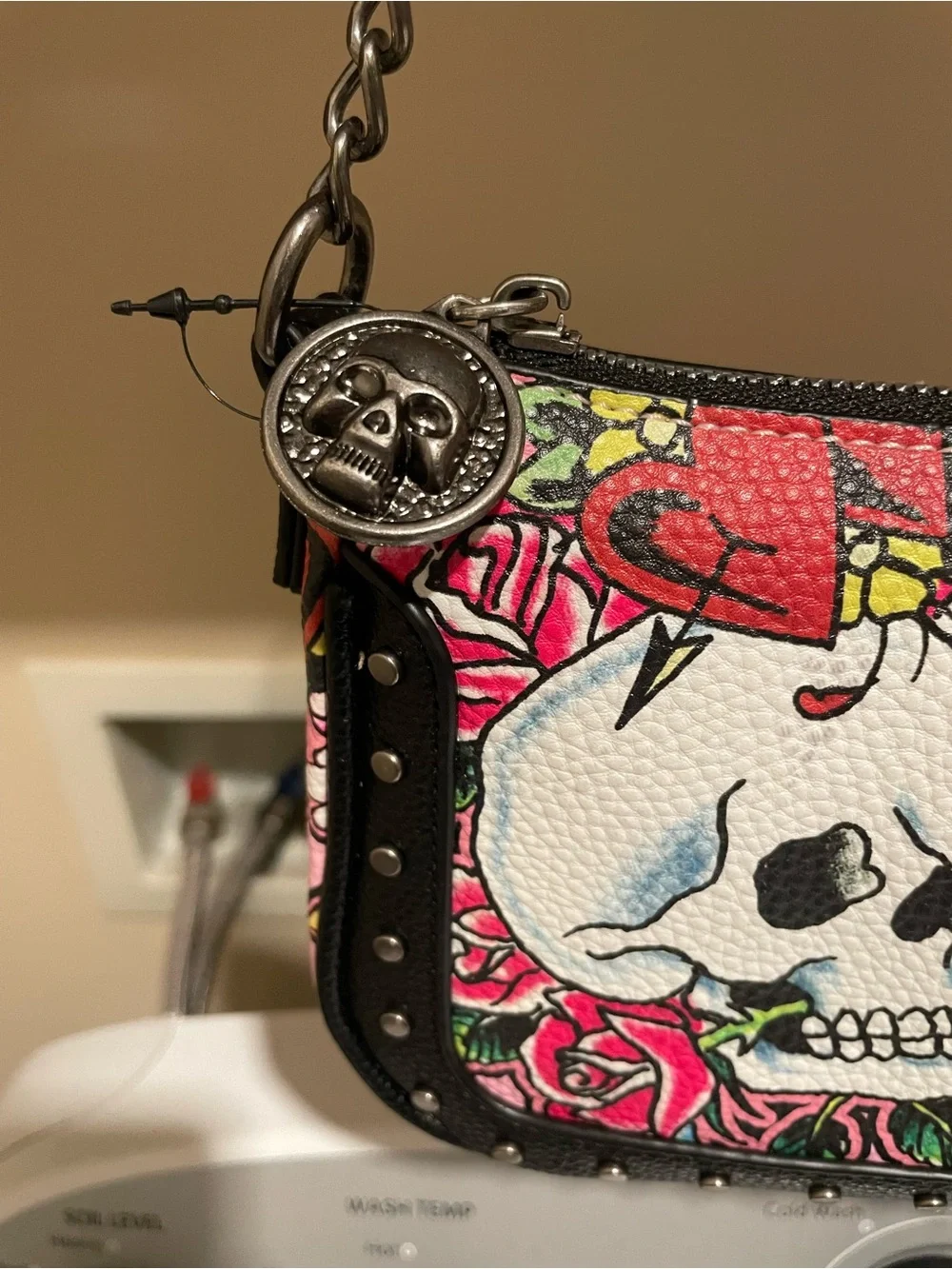 NWT Ed Hardy Pink Skull-Print Shoulder Bag